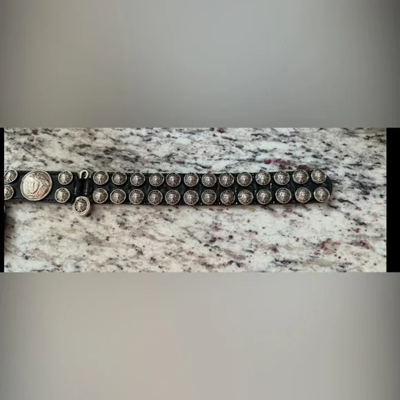 1980s Medusa Head Black leather and Silver VERSACE VIBES - Picture 7 of 7